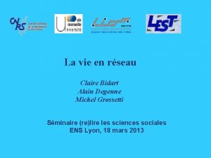 La vie en rseau Claire Bidart Alain Degenne