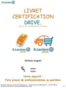 LIVRET CERTIFICATION DRIVE selon version 7 du rfrentiel