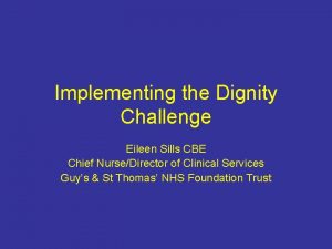 Implementing the Dignity Challenge Eileen Sills CBE Chief