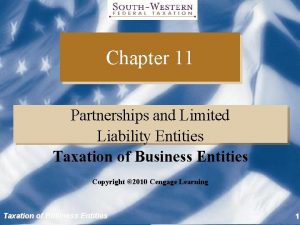 Chapter 11 Partnerships and Limited Liability Entities Taxation