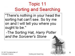 Topic 11 Sorting and Searching Theres nothing in