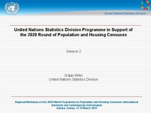 United Nations Statistics Division Programme in Support of