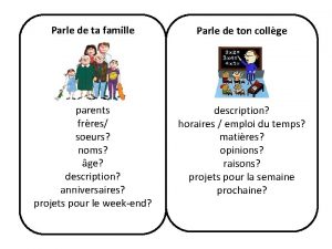 Parle de ta famille Parle de ton collge