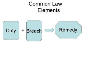 Common Law Elements Duty Breach Remedy Common Law