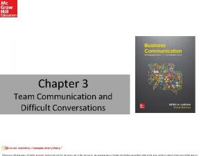 Chapter 3 Team Communication and Difficult Conversations Mc