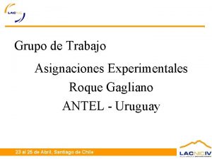 Grupo de Trabajo Asignaciones Experimentales Roque Gagliano ANTEL