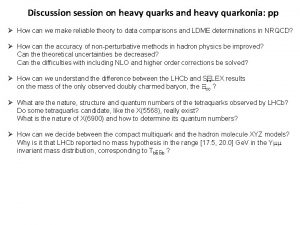 Discussion session on heavy quarks and heavy quarkonia