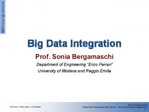 DBGroup unimore Big Data Integration Prof Sonia Bergamaschi