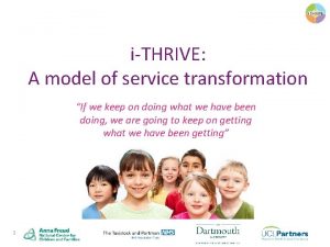 iTHRIVE A model of service transformation If we