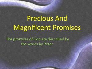 Precious And Magnificent Promises The promises of God