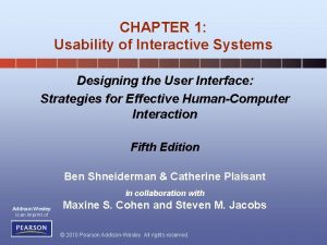 CHAPTER 1 Usability of Interactive Systems Designing the