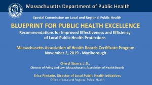 Massachusetts Department of Public Health Special Commission on