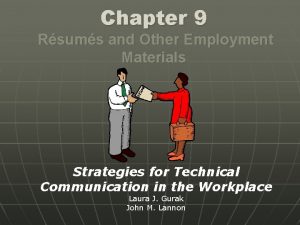 Chapter 9 Rsums and Other Employment Materials Strategies