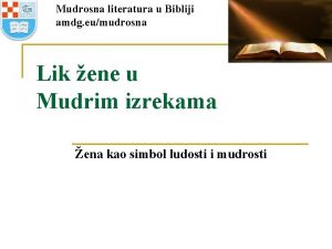 Mudrosna literatura u Bibliji amdg eumudrosna Lik ene