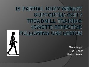 IS PARTIAL BODY WEIGHT SUPPORTED GAIT TREADMILL TRAINING