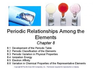 Periodic Relationships Among the Elements Chapter 8 8