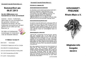 HovawartFreunde RheinMain e V RCKBLICK 1 Halbjahr 2013