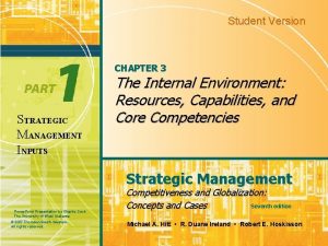 Student Version CHAPTER 3 STRATEGIC MANAGEMENT INPUTS The