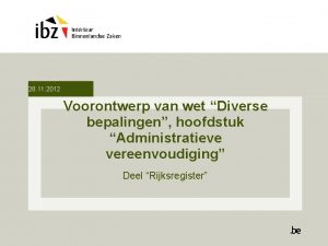 28 11 2012 Voorontwerp van wet Diverse bepalingen