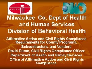 Milwaukee Co Dept of Health and Human Services