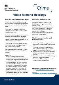 Video Remand Hearings What are Video Remand Hearings