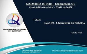 ASSEMBLEIA DE DEUS Congregao CIC Escola Bblica Dominical