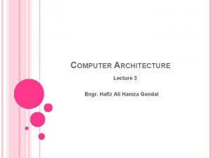 COMPUTER ARCHITECTURE Lecture 3 Engr Hafiz Ali Hamza