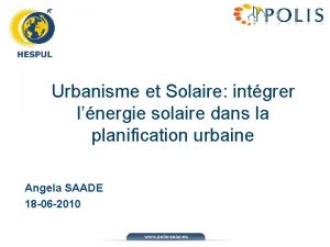 Urbanisme et Solaire intgrer lnergie solaire dans la