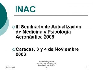 INAC III Seminario de Actualizacin de Medicina y