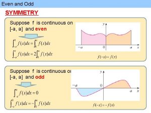 Even and Odd SYMMETRY Suppose f is continuous