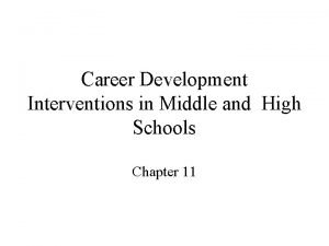 Career Development Interventions in Middle and High Schools
