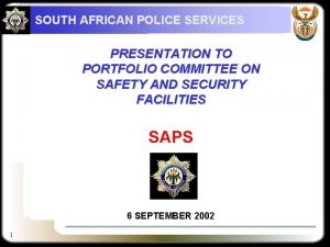 SOUTH AFRICAN POLICE SERVICES PRESENTATION TO PORTFOLIO COMMITTEE