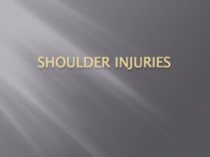 SHOULDER INJURIES Fractures Location Mechanism of Injury Fall