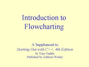 Introduction to Flowcharting A Supplement to Starting Out