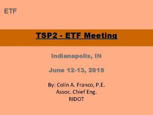 ETF TSP 2 ETF Meeting Indianapolis IN June