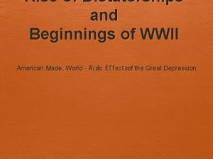 Rise of Dictatorships and Beginnings of WWII American