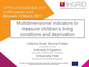 NTTS CONFERENCE 2017 In GRID satellite event Brussels