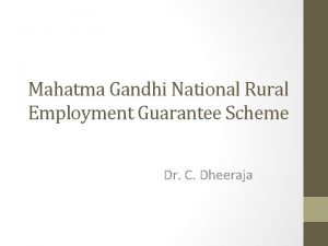 Mahatma Gandhi National Rural Employment Guarantee Scheme Dr