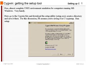 Cygwin getting the setup tool Setting up C