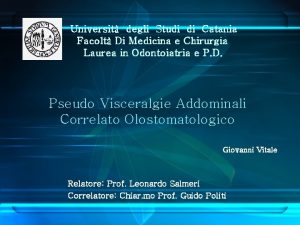 Universit degli Studi di Catania Facolt Di Medicina