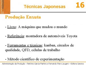 Tcnicas Japonesas 16 Produo Enxuta Livro A mquina