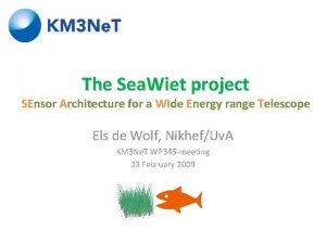 The Sea Wiet project SEnsor Architecture for a