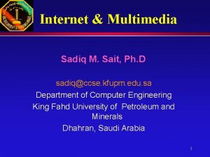 Internet Multimedia Sadiq M Sait Ph D sadiqccse