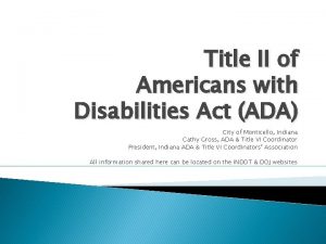 Title II of Americans with Disabilities Act ADA