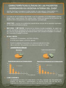 CARACTERSTICAS CLNICAS DE LOS PACIENTES INGRESADOS EN MEDICINA