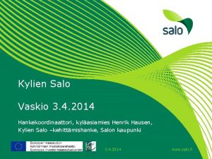 Kylien Salo Vaskio 3 4 2014 Hankekoordinaattori kylasiamies