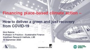 Financing placebased climate action How to deliver a