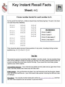 Key Instant Recall Facts Sheet m 1 I