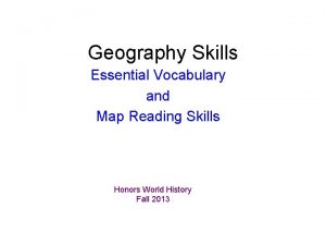 Geography Skills Essential Vocabulary and Map Reading Skills