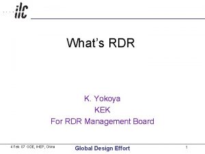 Whats RDR K Yokoya KEK For RDR Management